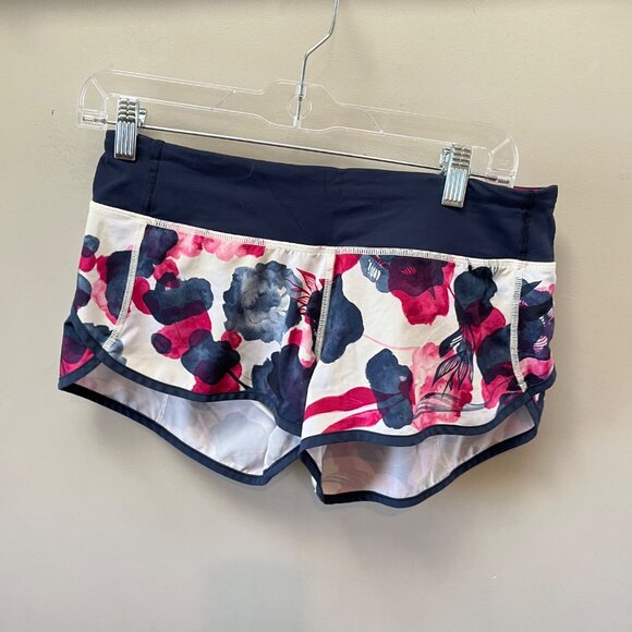 Lululemon Speed Shorts- Size 6. Inky Floral Ghost Inkwell Bumble Berry / Inkwell - Picture 1 of 5